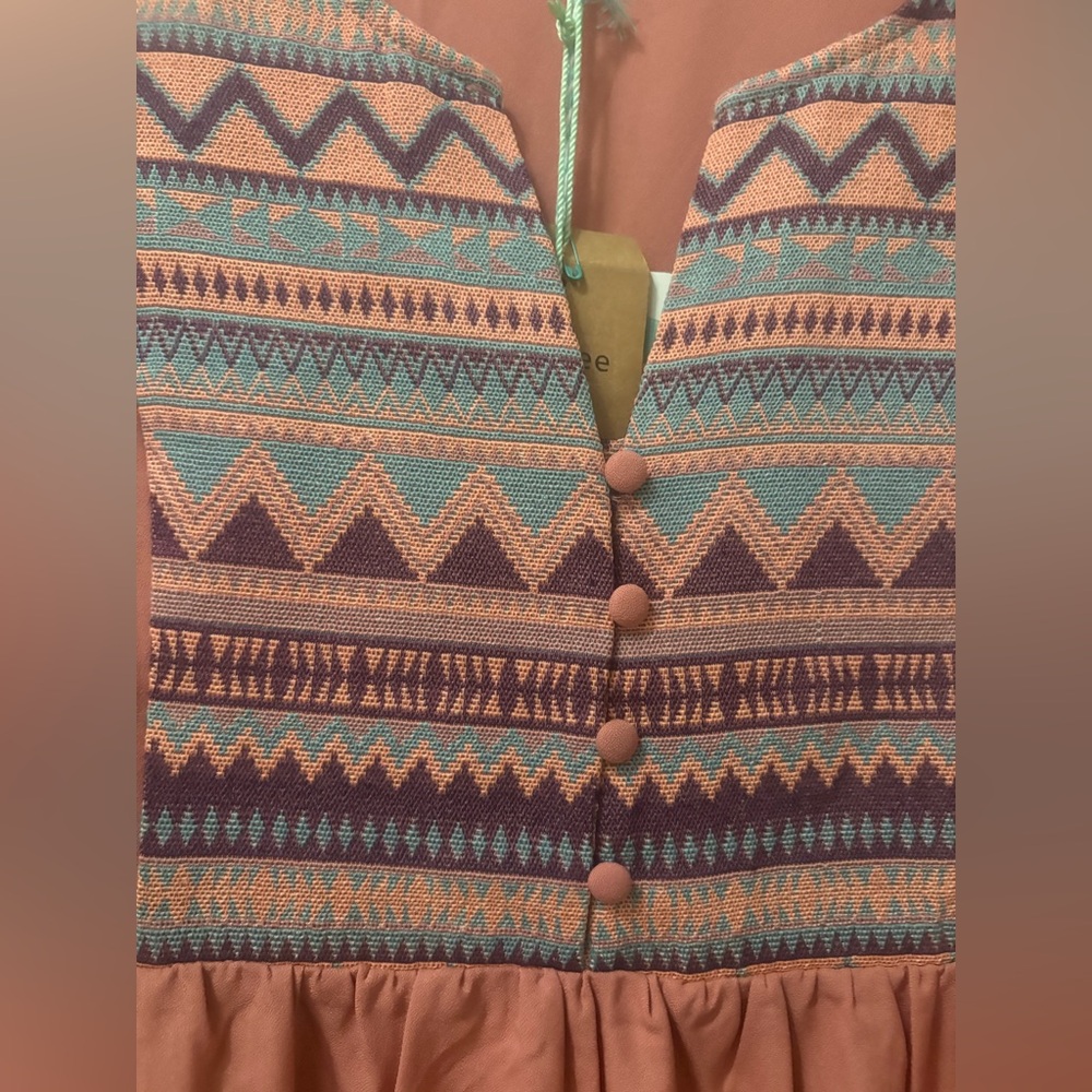 Umgee Coral Midi Dress with Multicolor Pattern - Picture 3 of 12
